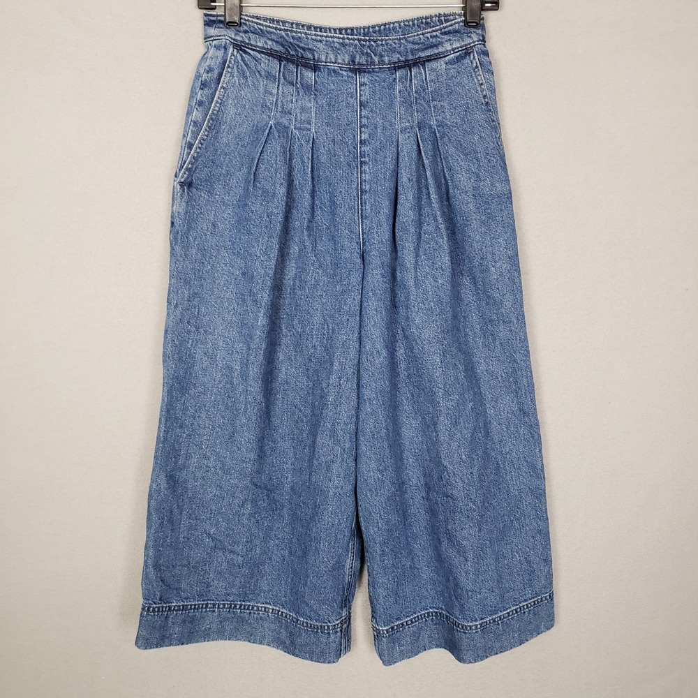 Steven Alan Wide Leg Baggy Cropped Jeans Denim Gaucho Capris Streetwear Size 0